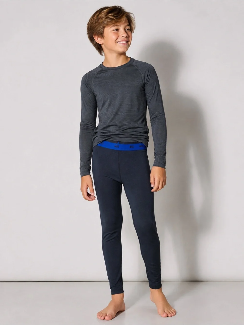 REI Co-op Boys Base Layer Performance Leggings Pants Blue Outdoor